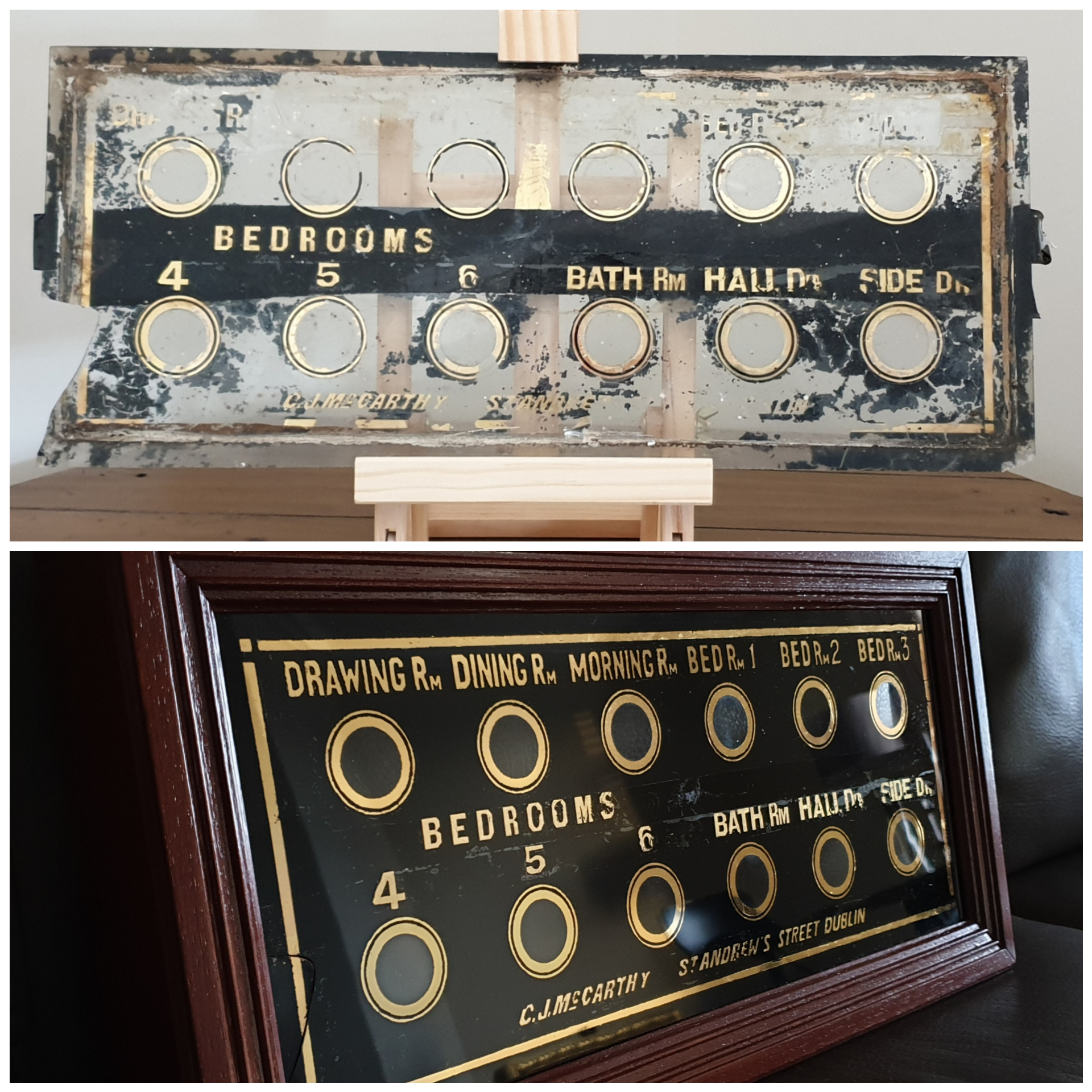 Gilding restoration decorative painter decorative painting gold leaf antique restoration antique frames antique furniture repair Edward Mc Govern antique mirror restoration mirror restoration 
gilding gold furniture painting servants bell box restoration glass gilding restoration sign restoration